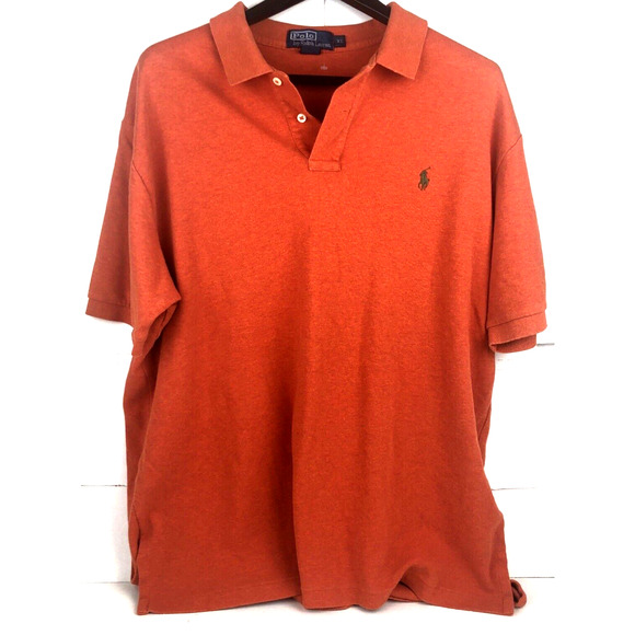 Polo Ralph Lauren Men's Shirt Orange Exclusive of Decoration XL Short Sleeve - Picture 1 of 8